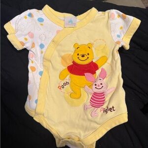 Yellow Winnie the Pooh and Piglet Baby Onesie